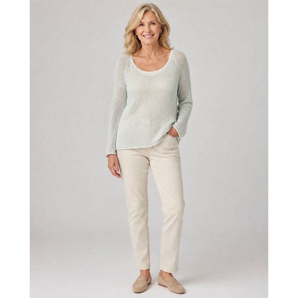J.Jill Womens Sweater Knit Blue Cotton Blend Long Sleeve Casual Top